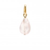 rose quartz teardrop gem, gold dipped