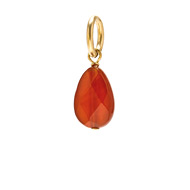 carnelian teardrop gem, gold dipped