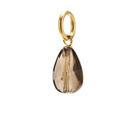 smokey quartz teardrop gem, gold dipped