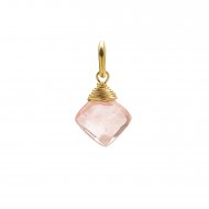 cherry quartz gem faceted diamond cut, gold dipped