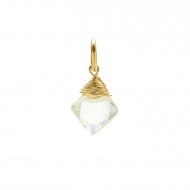 lemon quartz gem faceted diamond cut, gold dipped