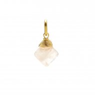 rose quartz gem faceted diamond cut, gold dipped