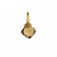smoky quartz gem faceted diamond cut, gold dipped