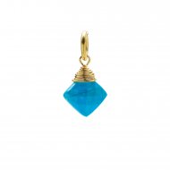 turquoise gem faceted diamond cut, gold dipped