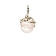 rose quartz round gem, sterling silver