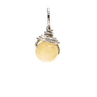 yellow jade round gem, sterling silver
