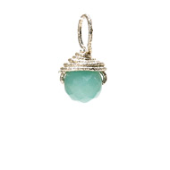 hemimorphite round gem, sterling silver