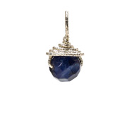 sodalite round gem, sterling silver