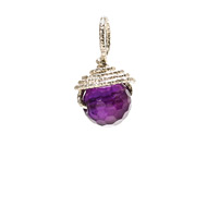 amethyst round gem, sterling silver
