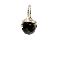 black onyx round gem, sterling silver