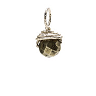 pyrite round gem, sterling silver