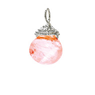 cherry quartz briolette gem, sterling silver