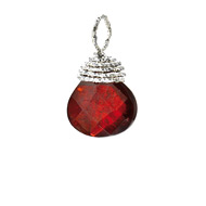 garnet briolette gem, sterling silver