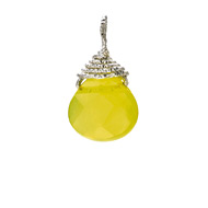 olive quartz briolette gem, sterling silver