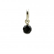 black onyx round faceted gem, sterling silver