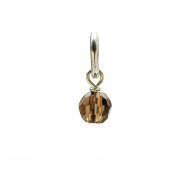 smoky quartz round faceted gem, sterling silver