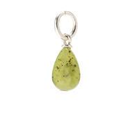 green jade teardrop gem, sterling silver