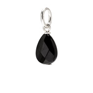 black onyx teardrop gem, sterling silver