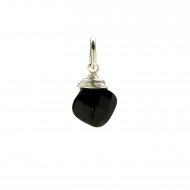 black onyx gem faceted diamond cut, sterling silver