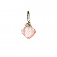 cherry quartz gem faceted diamond cut, sterling silver