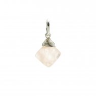 rose quartz gem faceted diamond cut, sterling silver