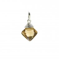 smoky quartz gem faceted diamond cut, sterling silver