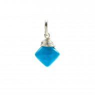turquoise gem faceted diamond cut, sterling silver