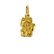 lucky cat charm, gold dipped