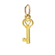 heart key charm, gold dipped