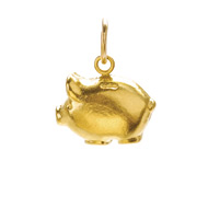 piggy bank charm, gold dipped