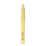 "loved" stick charm, gold dipped