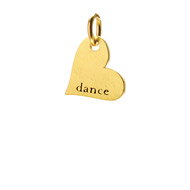 "dance" heart charm, gold dipped