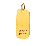 "create peace" charm, gold dipped