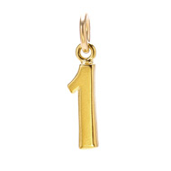 number "1" charm, gold dipped