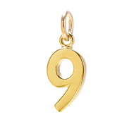 number "9" charm, gold dipped