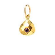 february birthstone charm, gold dipped