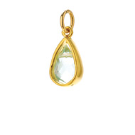 blue quartz pendant gem, gold dipped