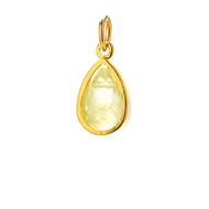 green quartz pendant gem, gold dipped