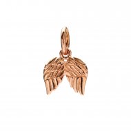 angel wings charm, rose gold