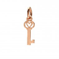 heart key charm, rose gold