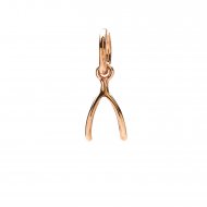 teeny wishbone charm, rose gold