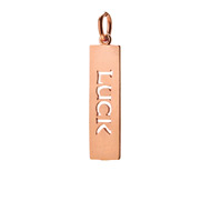 "luck" word charm, rose gold dipped