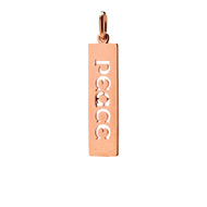 "peace" word charm, rose gold dipped