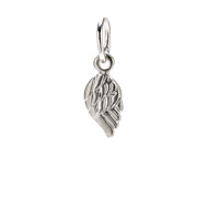 single angel wing charm, sterling silver