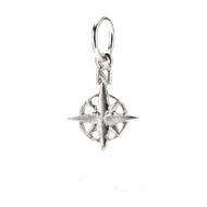 compass charm, sterling silver