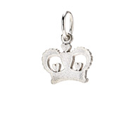 heart crown charm, sterling silver