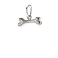 dog bone charm, sterling silver