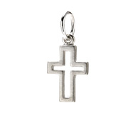 modern cross charm, sterling silver