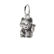 lucky cat charm, sterling silver