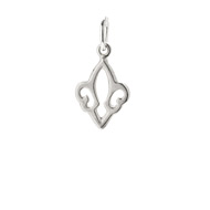 open fleur de lis charm, sterling silver
